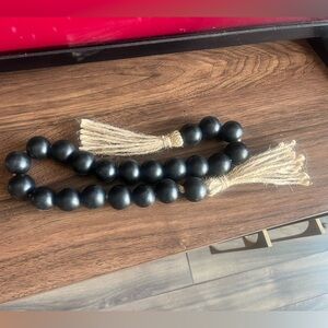 Black Wooden Bead Garland with Tassels